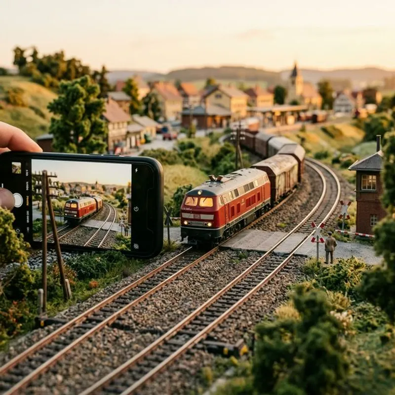 低角度拍攝鐵道模型的效果