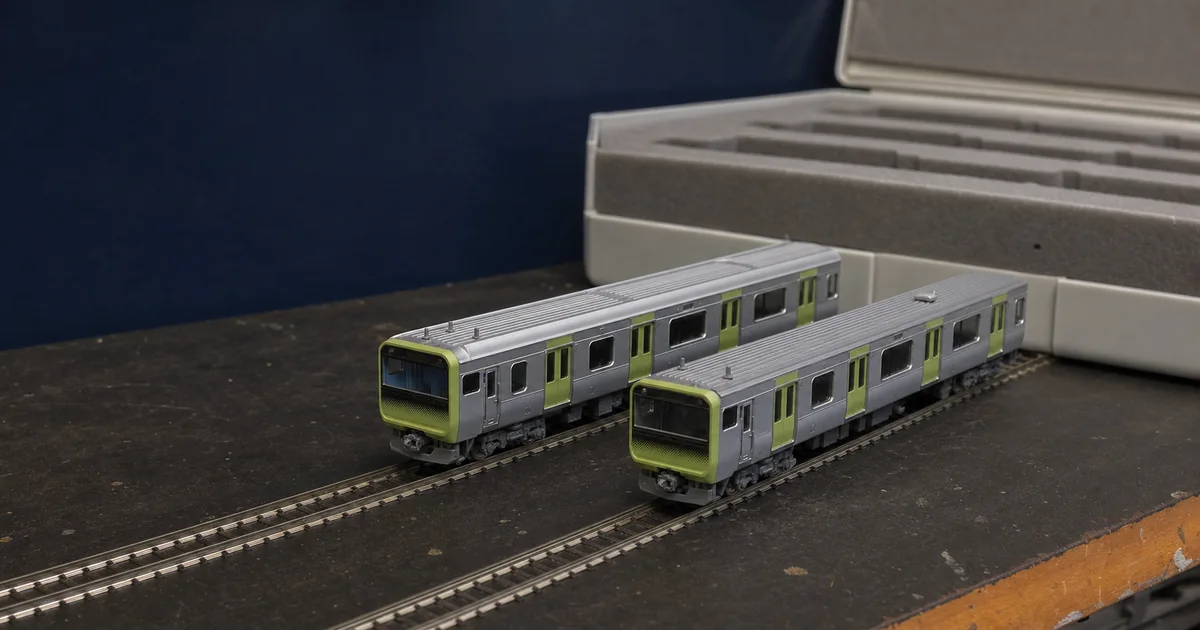 兩列綠色帶現代通勤列車的模型比較情境